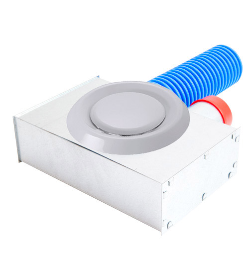 Vyústka do stropu s boxem, dvě hrdla 61 mm přívod i odvod 