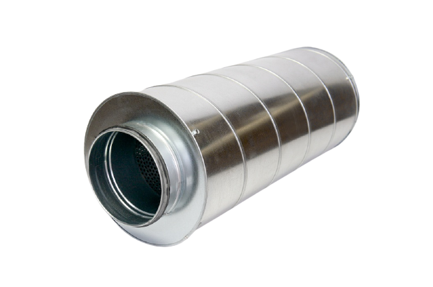 Tlumič DTH-50-125 délky 0,6 m - Kruhový tlumič hluku SPT-GLX-125 délky 0,5 m - pro snížení hluku v potrubí   