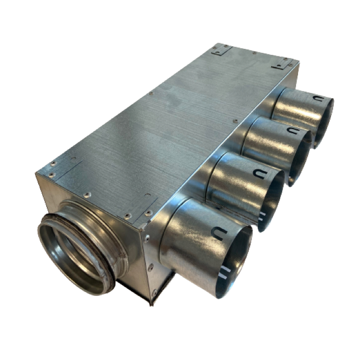 Distribuční box, boční napojení průměr 100 mm s izolací - DFR1-4x75/100/B